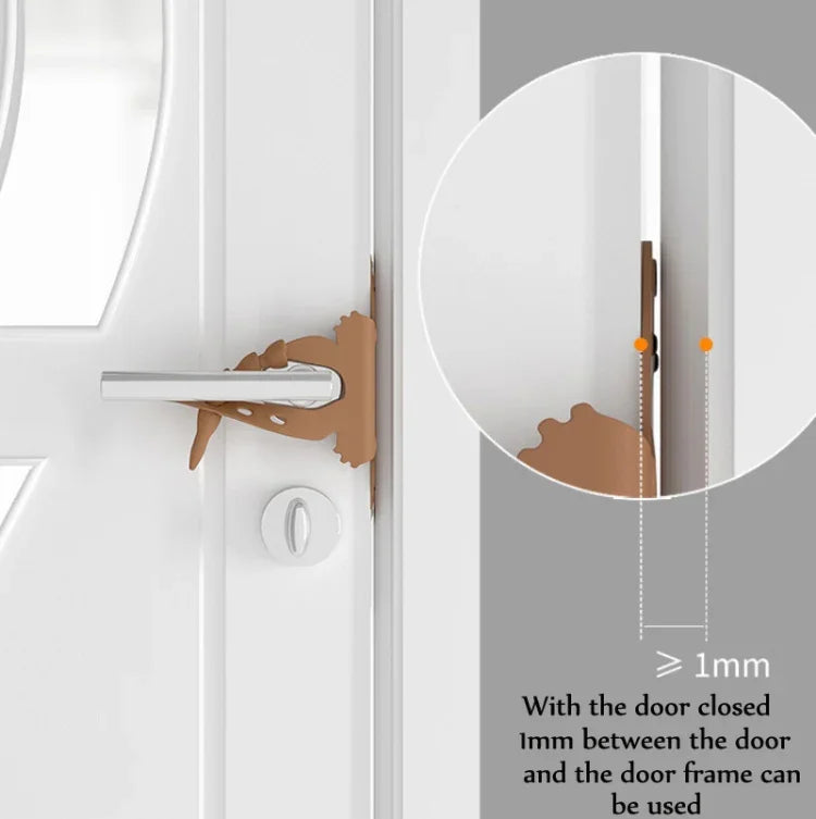 Dessin animé ours chambre porte muette serrure porte fermée coussin de protection anti-collision, vert, rose, café, abricot, blanc