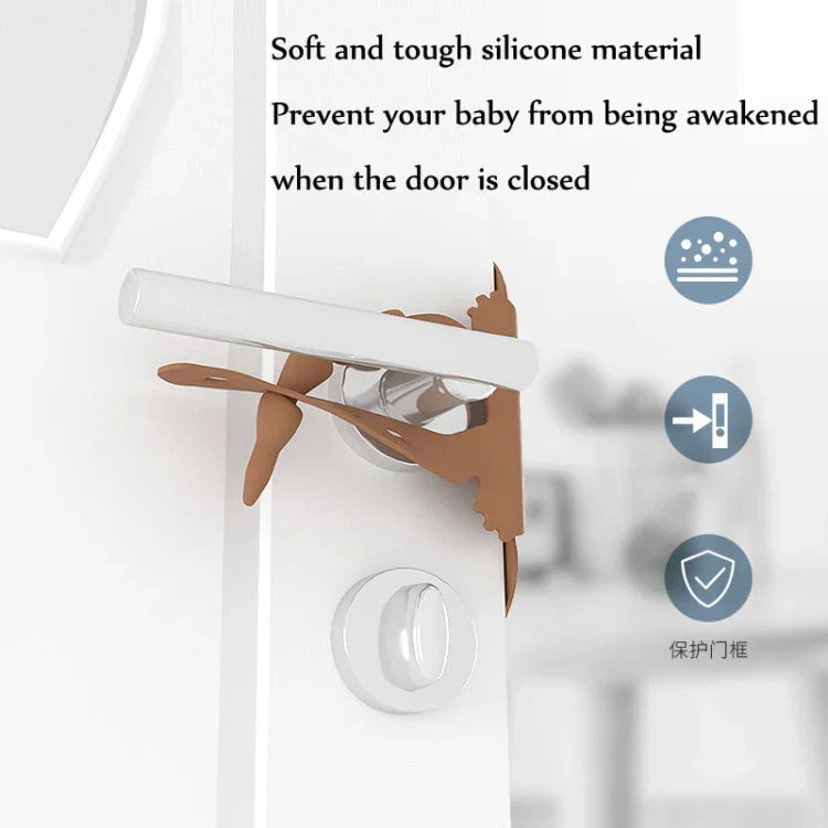 Dessin animé ours chambre porte muette serrure porte fermée coussin de protection anti-collision, vert, rose, café, abricot, blanc