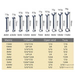 10 PCS / Set Mini Mirror Polished Opening Wrench Plum Two-Purpose Pocket Wrench, Style:, Metric, Imperial