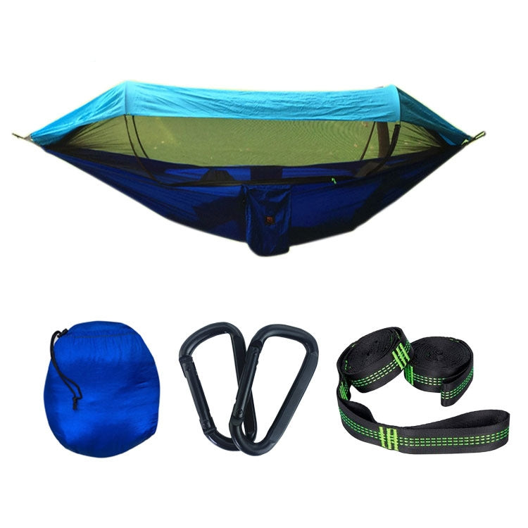 Tissu parachute anti-moustique avec moustiquaire, hamac d'extérieur simple ou double, balançoire suspendue, tente aérienne, 270x140cm vert encre / vert herbe, 270x140cm bleu / bleu clair, 270x140cm vert armée, 270x140cm rose bleu