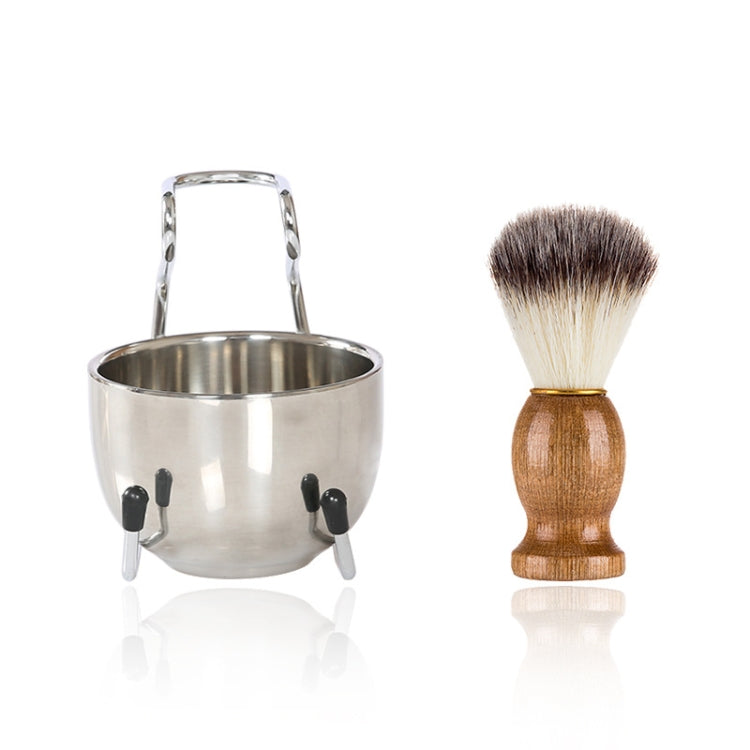B3004 3 Pièces/Ensemble Outils de Coiffage Homme Brosse à Barbe en Nylon Support Bol à Mousse