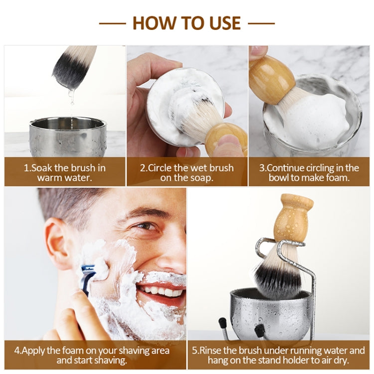 B3004 3 Pièces/Ensemble Outils de Coiffage Homme Brosse à Barbe en Nylon Support Bol à Mousse