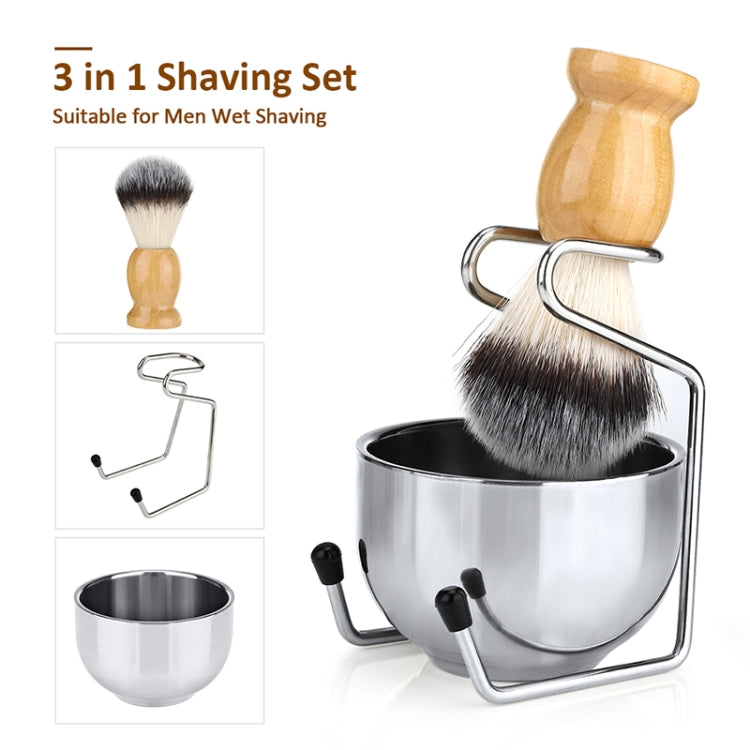 B3004 3 Pièces/Ensemble Outils de Coiffage Homme Brosse à Barbe en Nylon Support Bol à Mousse