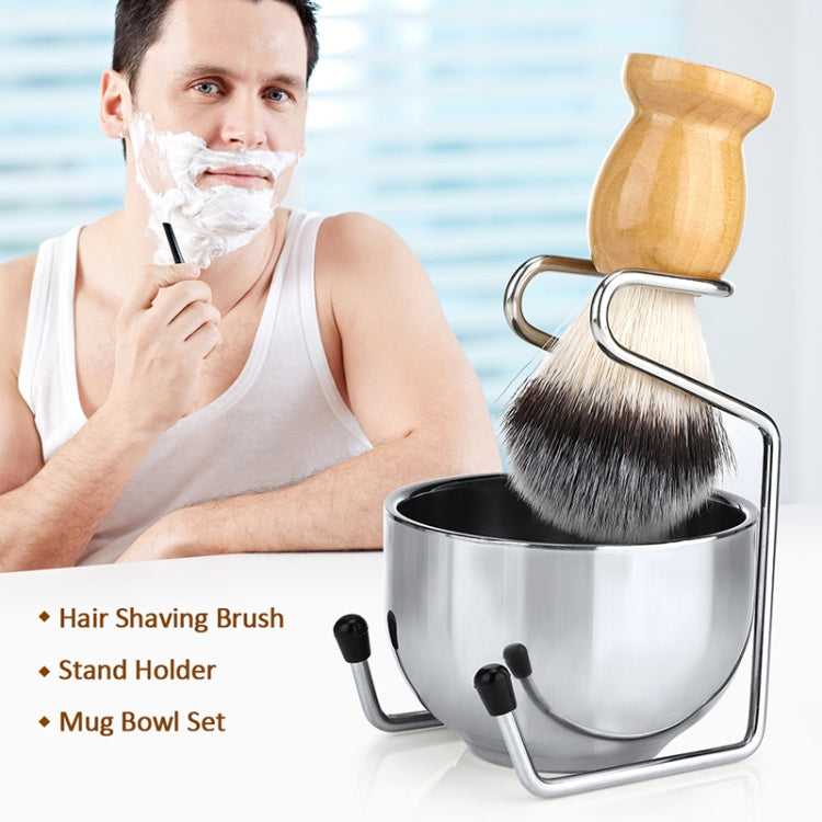 B3004 3 Pièces/Ensemble Outils de Coiffage Homme Brosse à Barbe en Nylon Support Bol à Mousse