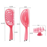 Lot de 3 peignes de coiffure en plastique pour cheveux bouclés, peigne à massage creux, rose 3 en 1, vert 3 en 1, noir 3 en 1, bleu 3 en 1