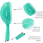 Lot de 3 peignes de coiffure en plastique pour cheveux bouclés, peigne à massage creux, rose 3 en 1, vert 3 en 1, noir 3 en 1, bleu 3 en 1