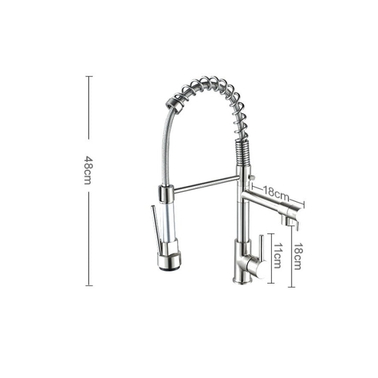 Robinet de cuisine rotatif en cuivre et nickel brossé à double sortie pour eau chaude et froide, argent brossé