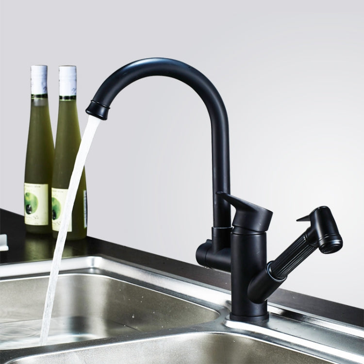 Robinet de cuisine extractible double, table d'eau chaude et froide, gâchette de roue coudée, gâchette de pulvérisation ronde, gâchette de pulvérisation cubique, déformation universelle ronde, déformation universelle cubique