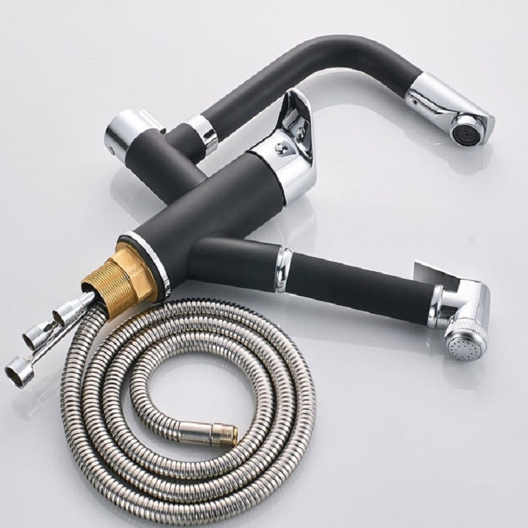 Robinet de cuisine extractible double, table d'eau chaude et froide, gâchette de roue coudée, gâchette de pulvérisation ronde, gâchette de pulvérisation cubique, déformation universelle ronde, déformation universelle cubique