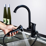 Robinet de cuisine extractible double, table d'eau chaude et froide, gâchette de roue coudée, gâchette de pulvérisation ronde, gâchette de pulvérisation cubique, déformation universelle ronde, déformation universelle cubique