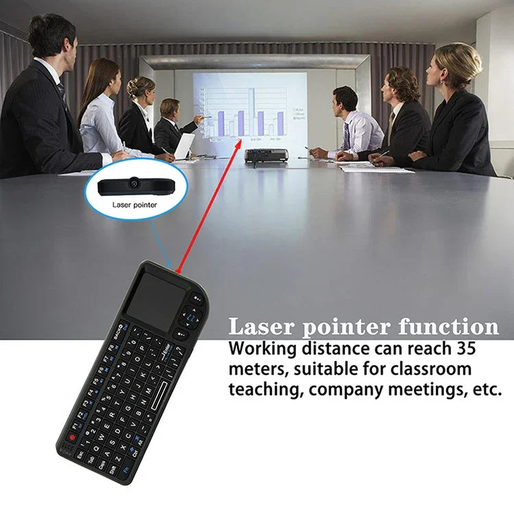A8 Mini Clavier et souris sans fil avec clavier tactile laser, rétroéclairage blanc anglais, rétroéclairage coloré anglais