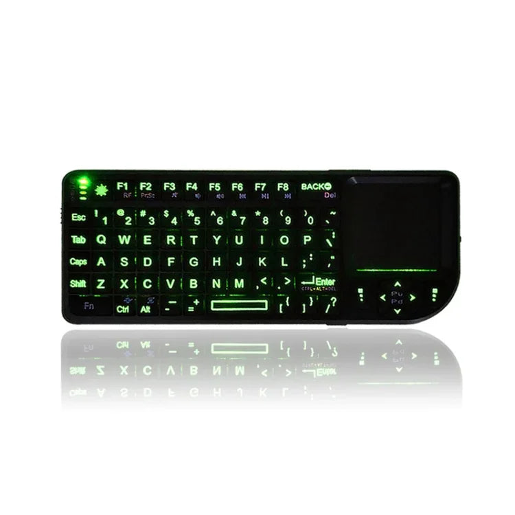 A8 Mini Clavier et souris sans fil avec clavier tactile laser, rétroéclairage blanc anglais, rétroéclairage coloré anglais