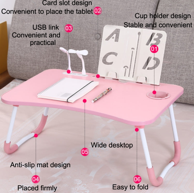 Bureau d'ordinateur pliable USB avec ventilateur et lampe, Dimensions : 60x40x28cm, Noir froid, Rose adolescent, Bleu ciel, Érable blanc, Noyer, Vert protection des yeux