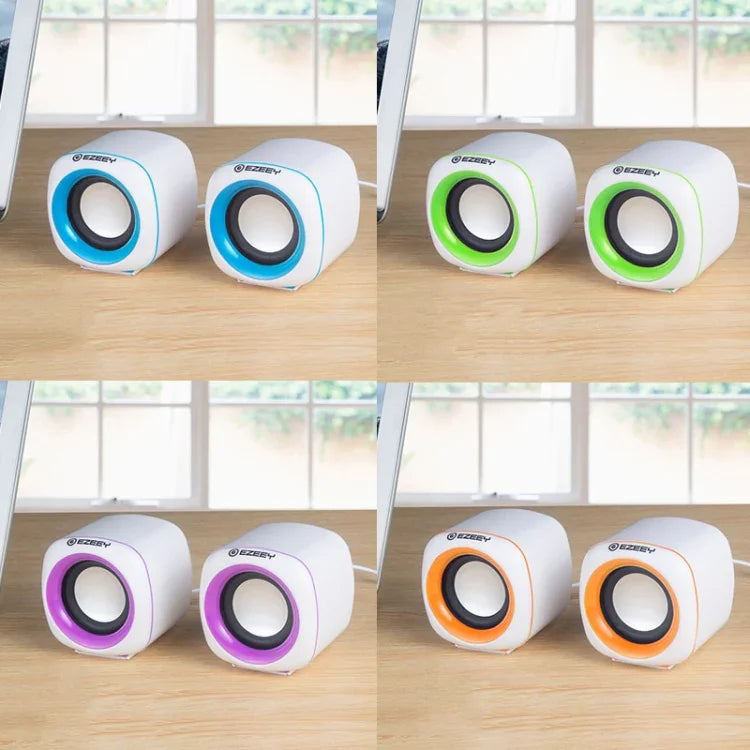 Haut-parleur de bureau multimédia YEEZE A1 USB2.0 Mini haut-parleur pour ordinateur portable, Blanc Bleu, Blanc Vert, Blanc Violet, Blanc Orange, Noir Bleu, Noir Vert, Noir Violet, Noir Orange, Noir plaqué or, Blanc plaqué, Noir plaqué