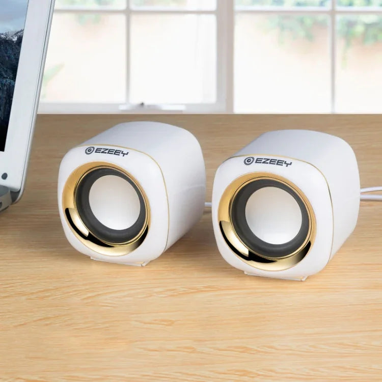 Haut-parleur de bureau multimédia YEEZE A1 USB2.0 Mini haut-parleur pour ordinateur portable, Blanc Bleu, Blanc Vert, Blanc Violet, Blanc Orange, Noir Bleu, Noir Vert, Noir Violet, Noir Orange, Noir plaqué or, Blanc plaqué, Noir plaqué