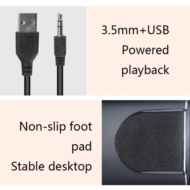 Haut-parleur de bureau multimédia YEEZE A1 USB2.0 Mini haut-parleur pour ordinateur portable, Blanc Bleu, Blanc Vert, Blanc Violet, Blanc Orange, Noir Bleu, Noir Vert, Noir Violet, Noir Orange, Noir plaqué or, Blanc plaqué, Noir plaqué