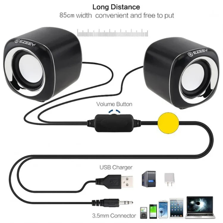 Haut-parleur de bureau multimédia YEEZE A1 USB2.0 Mini haut-parleur pour ordinateur portable, Blanc Bleu, Blanc Vert, Blanc Violet, Blanc Orange, Noir Bleu, Noir Vert, Noir Violet, Noir Orange, Noir plaqué or, Blanc plaqué, Noir plaqué