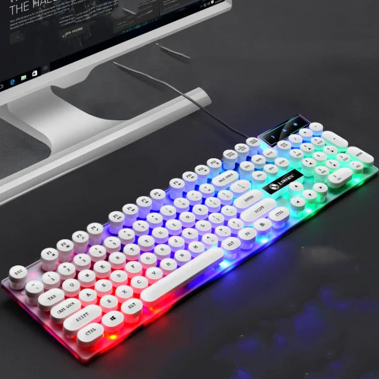 Clavier et souris filaires USB LIMEIDE GTX300 104 touches rétro à capuchons ronds, longueur du câble : 1,4 m, clavier simple Punk blanc, clavier simple Punk noir, ensemble Punk blanc, ensemble Punk noir