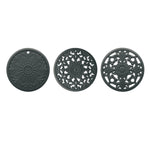 Ensemble de 3 sous-plats en silicone creux anti-brûlure, motif fleur, pour bols et casseroles, Noir, Jaune, Bleu, Vert, Violet, Gris