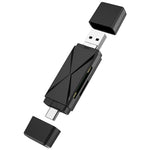 Lecteur de carte OTG YH-109 SD/TF/Type-C/Micro USB/USB pour ordinateur PC et téléphone mobile, blanc, noir