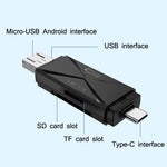 Lecteur de carte OTG YH-109 SD/TF/Type-C/Micro USB/USB pour ordinateur PC et téléphone mobile, blanc, noir