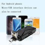 Lecteur de carte OTG YH-109 SD/TF/Type-C/Micro USB/USB pour ordinateur PC et téléphone mobile, blanc, noir