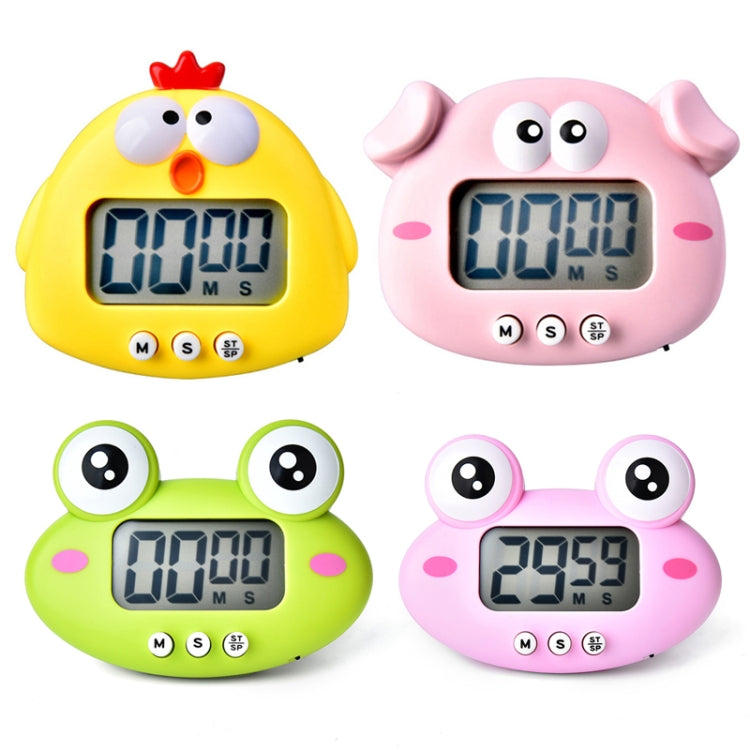 Minuteur électronique de cuisine en forme d'animal de dessin animé, alarme, minuteur d'apprentissage pour étudiant, Cochon rose, Poulet jaune, Grenouille verte, Grenouille rose
