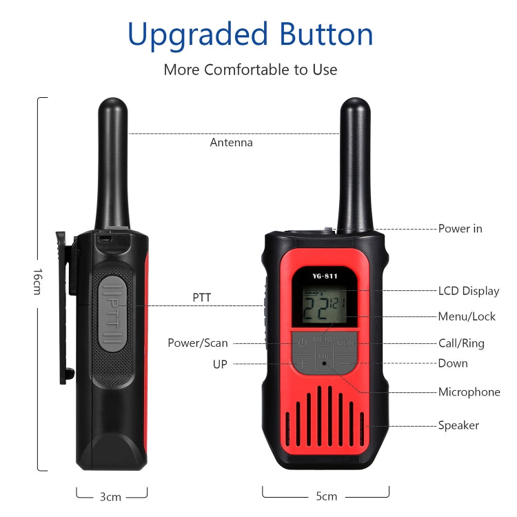 1 paire de talkies-walkies sans fil portables pour enfants YG-811 0.5W, couleur aléatoire, livraison couleur aléatoire