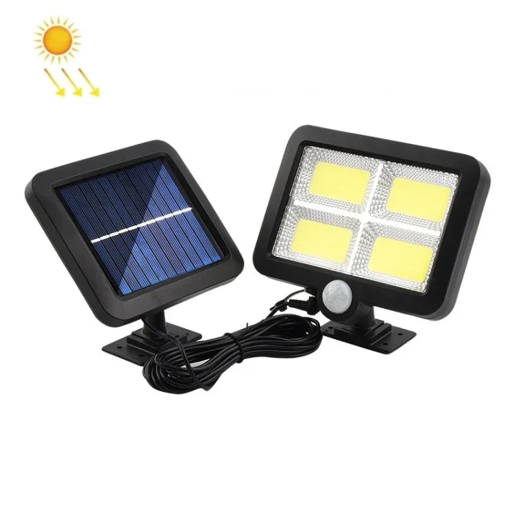 Lampe murale solaire séparée pour cour extérieure, étanche, à induction corporelle, 128 COB