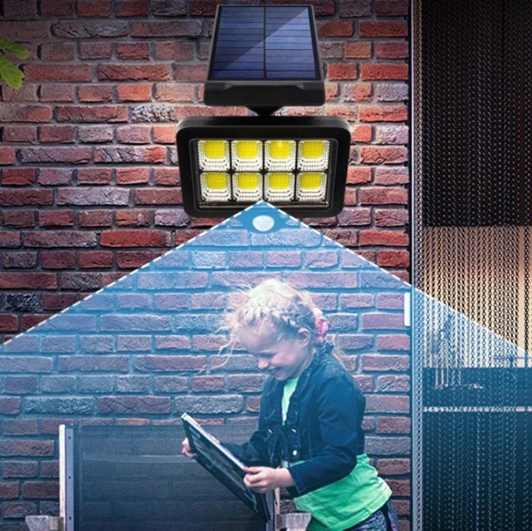 Lampe murale solaire séparée pour cour extérieure, étanche, à induction corporelle, 128 COB