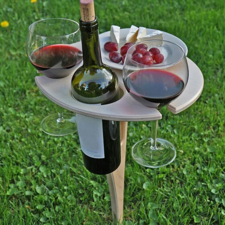 Support à vin pliant de jardin en bois, support à vin portable pour pique-nique en plein air, table pliante, 20 cm