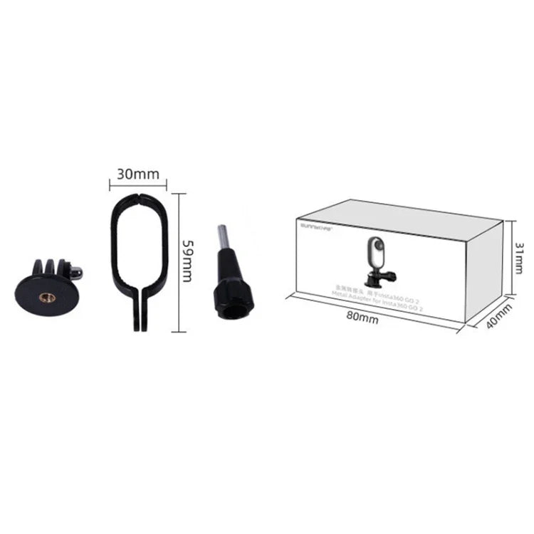 Sunnylife IST-Q9439 pour support de montage stabilisateur Insta360 GO, adaptateur de cadre de caméra, clip de sac à dos, trépied
