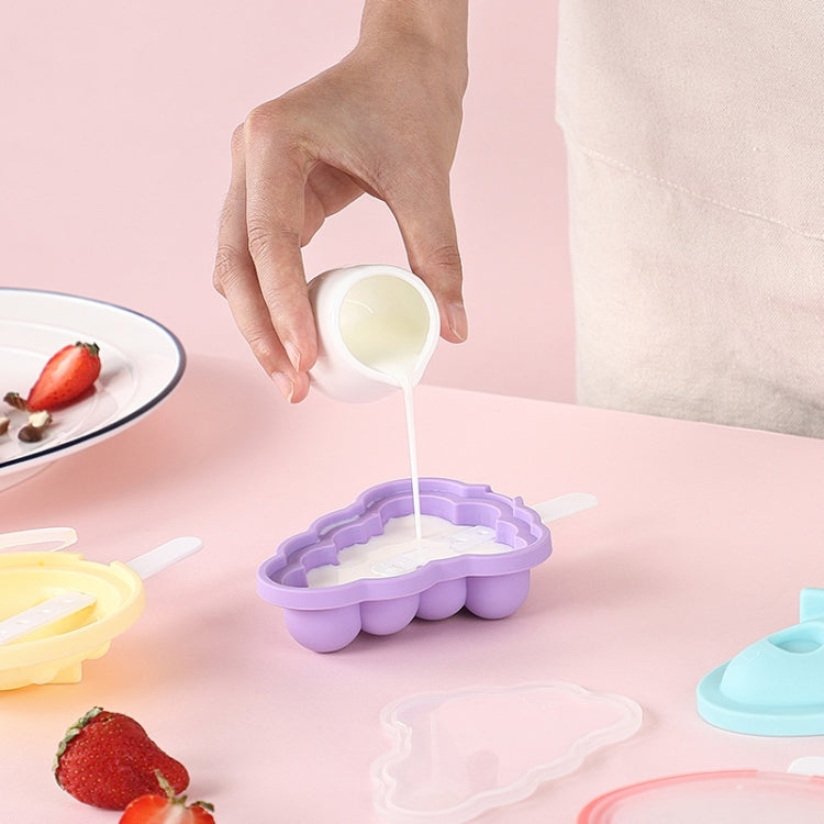 Moule à crème glacée sucette glacée en silicone avec couvercle, fraise + raisin, soucoupe volante + fusée