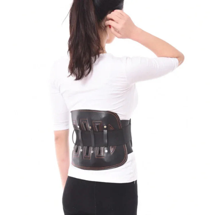 Orthèse lombaire de soutien et de fixation en cuir avec plaques d'acier,Taille : S (64-70 cm), M (74-84 cm), L (86-94 cm), XL (98-106 cm), XXL (106-120 cm)