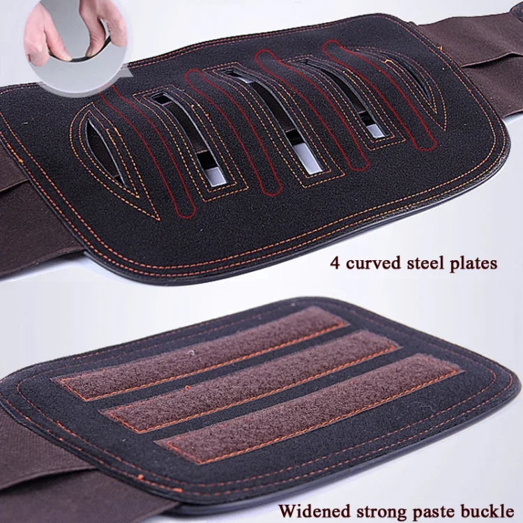 Orthèse lombaire de soutien et de fixation en cuir avec plaques d'acier,Taille : S (64-70 cm), M (74-84 cm), L (86-94 cm), XL (98-106 cm), XXL (106-120 cm)