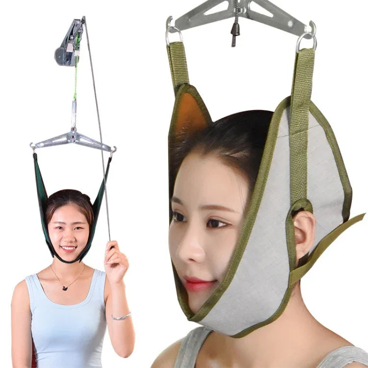 Sangle de Traction Cervicale Suspendue à la Porte, Civière Cervicale Domestique, Gris, Vert