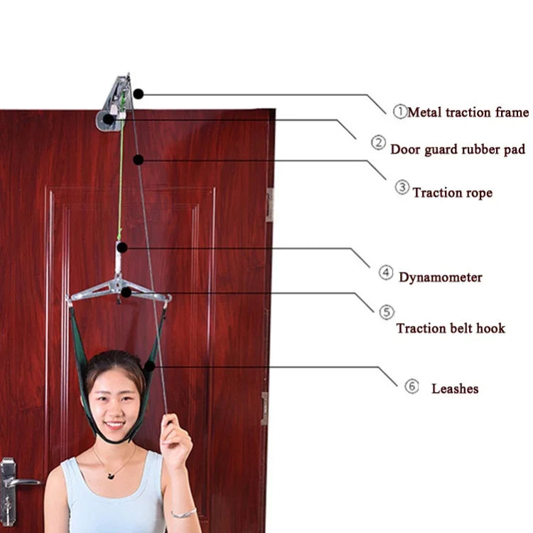 Sangle de Traction Cervicale Suspendue à la Porte, Civière Cervicale Domestique, Gris, Vert