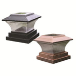 Lampe Solaire Colonne Extérieure IP44 Étanche, Lumière de Clôture de Jardin Solaire, Lampe de Rue Solaire, Coque Noire + Lumière Blanche, Coque Noire + Lumière Chaude, Coque Bronze Doré + Lumière Blanche, Coque Bronze Doré + Lumière Chaude