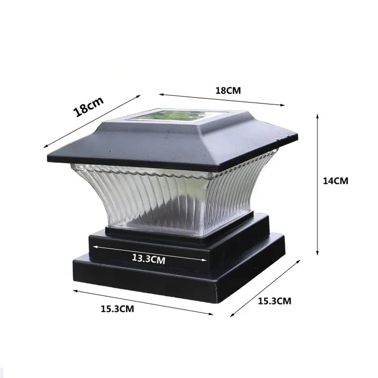 Lampe Solaire Colonne Extérieure IP44 Étanche, Lumière de Clôture de Jardin Solaire, Lampe de Rue Solaire, Coque Noire + Lumière Blanche, Coque Noire + Lumière Chaude, Coque Bronze Doré + Lumière Blanche, Coque Bronze Doré + Lumière Chaude