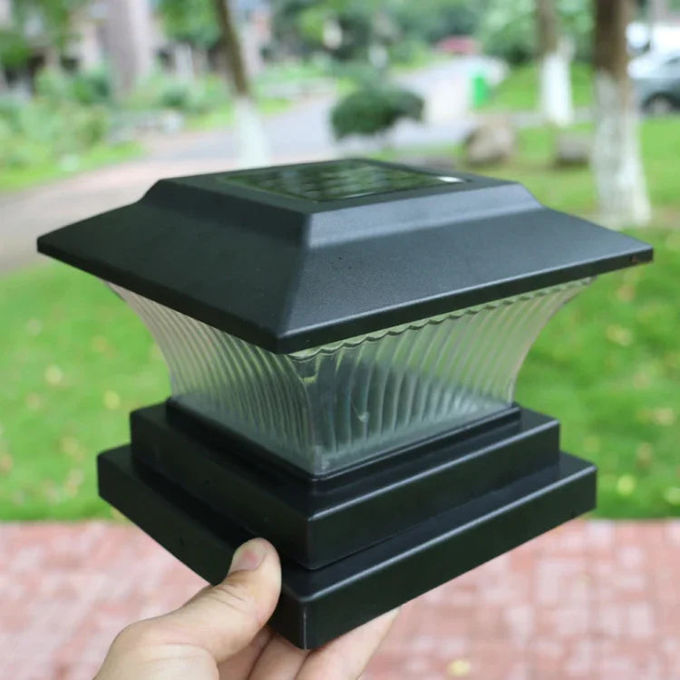 Lampe Solaire Colonne Extérieure IP44 Étanche, Lumière de Clôture de Jardin Solaire, Lampe de Rue Solaire, Coque Noire + Lumière Blanche, Coque Noire + Lumière Chaude, Coque Bronze Doré + Lumière Blanche, Coque Bronze Doré + Lumière Chaude
