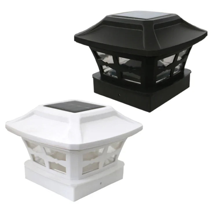 Lampe solaire de colonne extérieure de 4 pouces, lumière blanche + blanc chaud, pour jardin, noire, blanche
