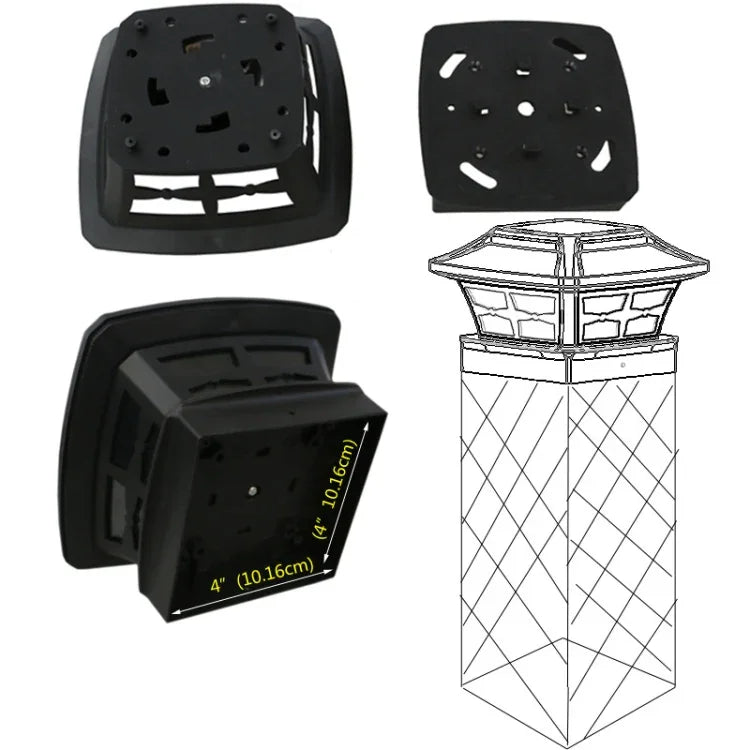 Lampe solaire de colonne extérieure de 4 pouces, lumière blanche + blanc chaud, pour jardin, noire, blanche