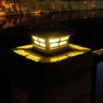Lampe solaire de colonne extérieure de 4 pouces, lumière blanche + blanc chaud, pour jardin, noire, blanche
