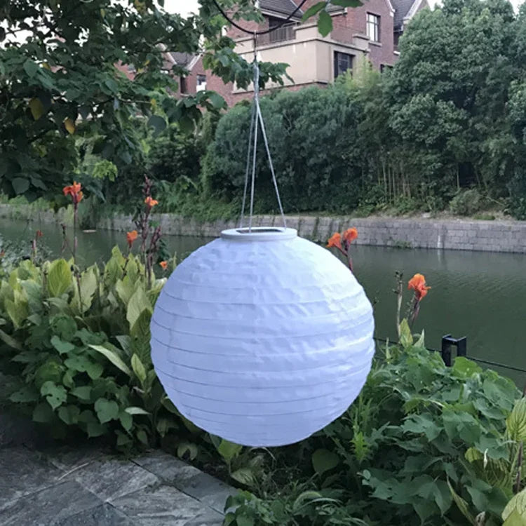 26LM Lanterne Solaire Extérieure Blanche, Lampe Suspendue pour Mariage, Fête, Célébration, Décoration de Cour