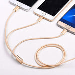 5 câbles de données tressés 2 A 3 en 1 USB vers USB-C/Type-C + 8 broches + Micro USB, USB vers USB-C/Type-C + 8 broches + Micro USB