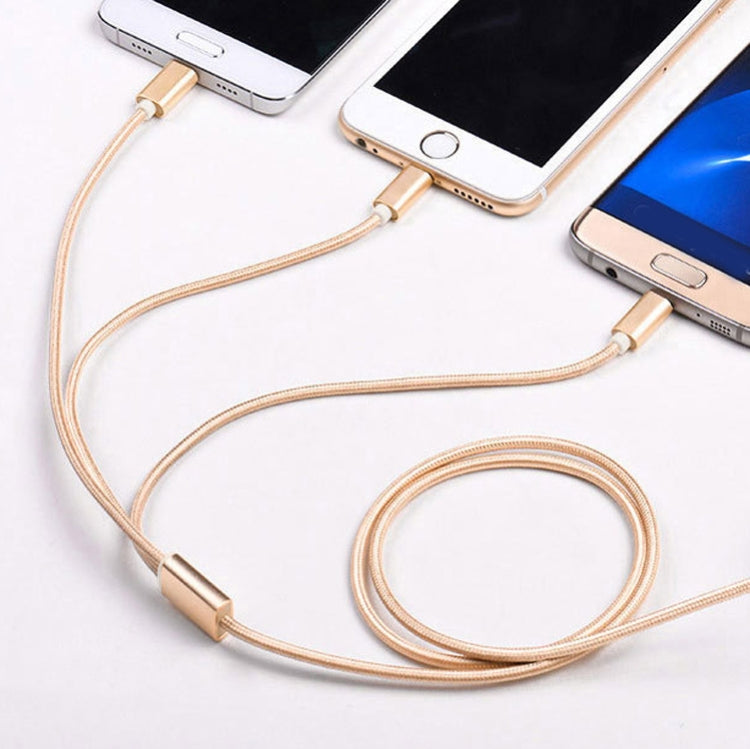 5 câbles de données tressés 2 A 3 en 1 USB vers USB-C/Type-C + 8 broches + Micro USB, USB vers USB-C/Type-C + 8 broches + Micro USB