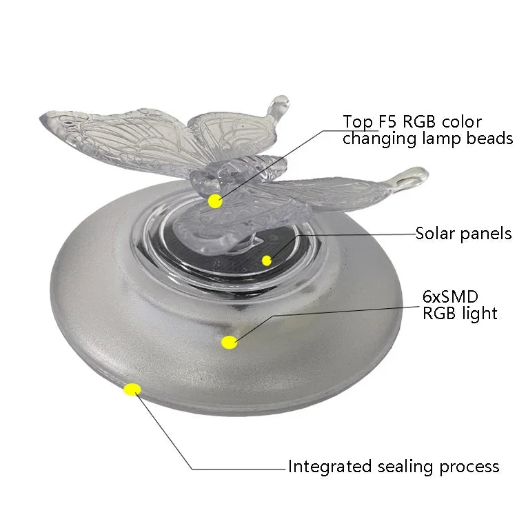 Lumière flottante solaire pour piscine, lumière RGB pour piscine de villa extérieure, lumière de pelouse de jardin, papillon, libellule