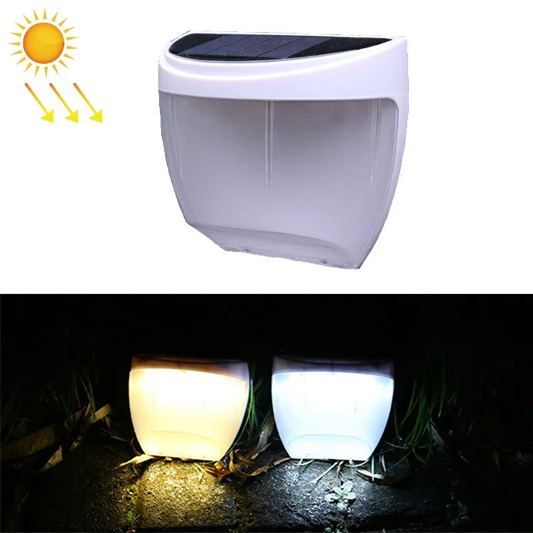 8 LED Lumière de Contrôle Solaire Jardin Murale Extérieure Clôture Lumière Pelouse Réverbère, Lumière Blanche, Lumière Chaude