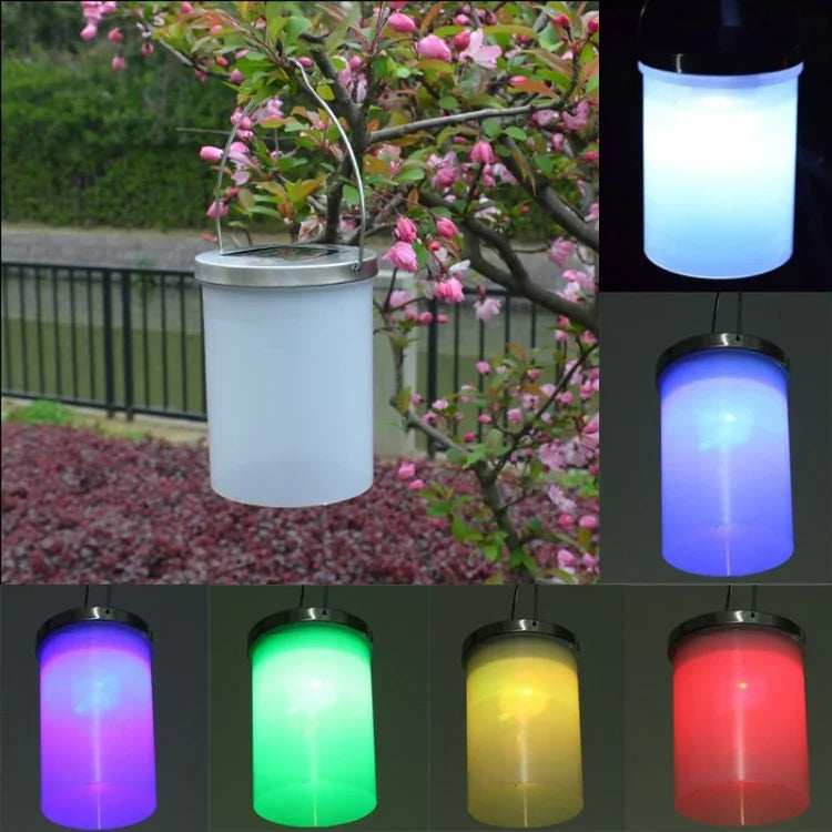 Lampe solaire d'extérieur étanche en forme de seau, LED, pour cour, jardin, à suspendre, veilleuse, lumière colorée, lumière blanche, lumière chaude