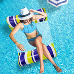 Hamac gonflable en PVC pour adulte, flotteur de natation, taille : 120 x 70 cm, rayé bleu clair, rayé rouge rose, rayé jaune, rayé vert, rayé orange, rayé bleu foncé, jaune + bleu, vert + bleu